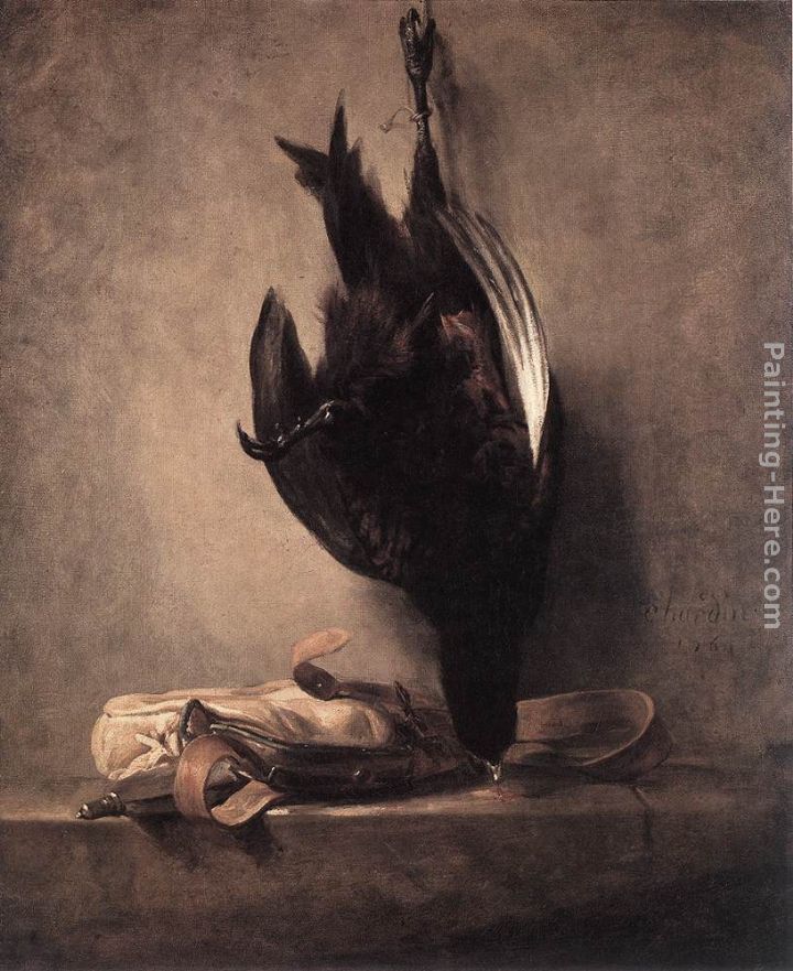 Still-Life with Dead Pheasant and Hunting Bag painting - Jean Baptiste Simeon Chardin Still-Life with Dead Pheasant and Hunting Bag art painting